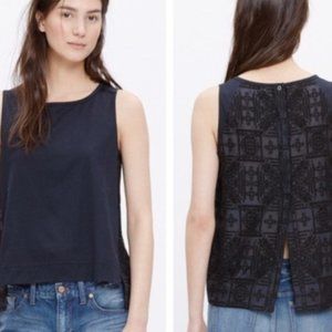 Madewell Embroidered Tank in Black - Small